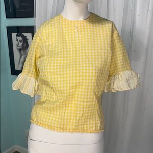 Vtg 70s? Stockton of Dallas yellow gingham back button down
